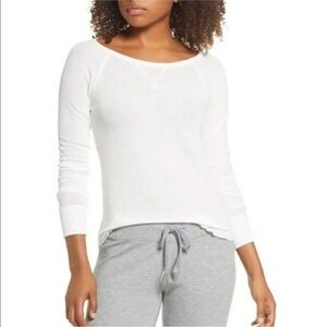 BP Ivory White Thermal Lettuce Hem Long Sleeve Tee Top Size XL NEW Light Weight